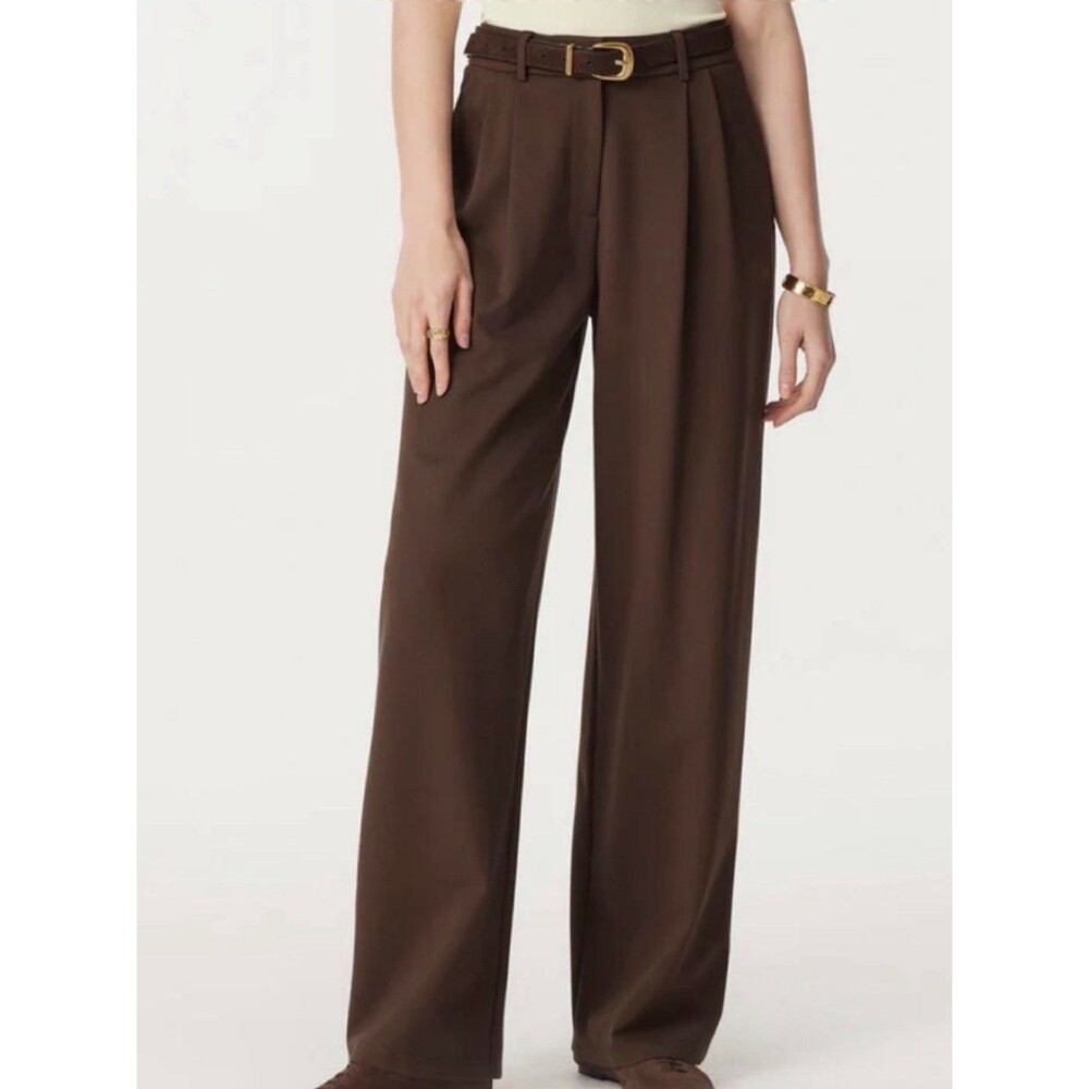 NWT OGL Move Ponte De Roma Breezy Wide Leg Pants Espresso Brown Small